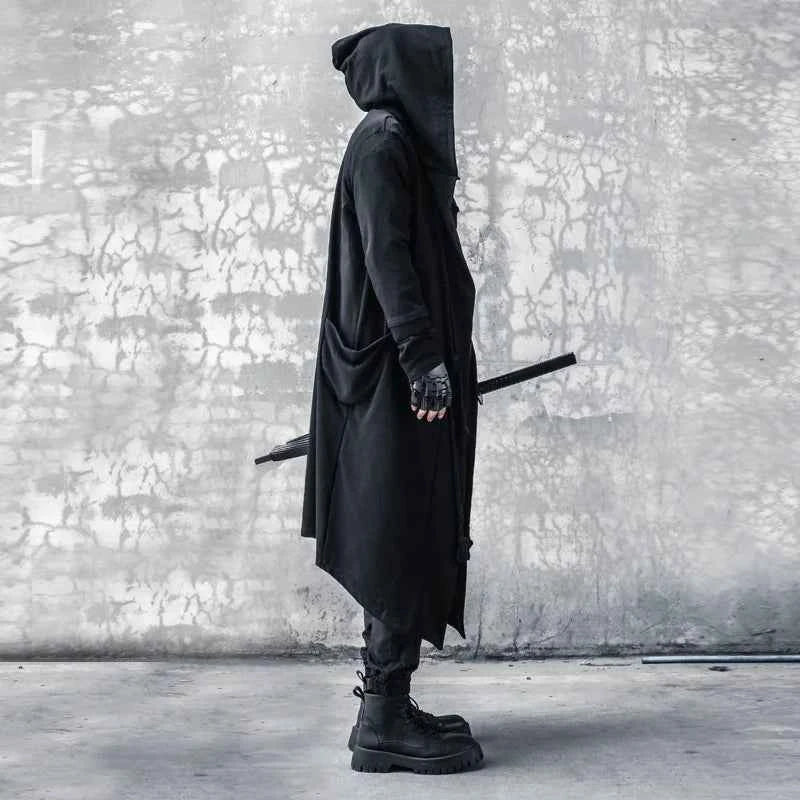 Men's Large Size Windbreaker Gothic Style Hoodie Long