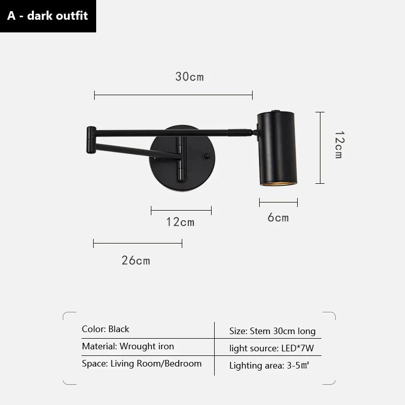 DecorBites™ Adjustable Swing Arm Wall Lamp for Bedroom, Restaurant, and Luxury Ambiance