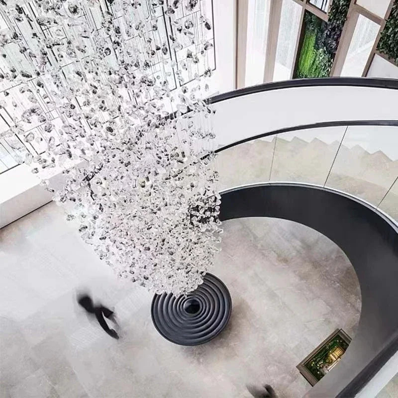 DecorBites™ Crystal LED Chandelier: Modern Luxury Staircase Pendant Light for Hallway & Lobby