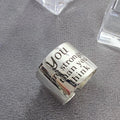Real 925 Sterling Silver Personality Wide Letters Adjustable Retro Ring Fine Jewelry For Women Party Elegant Accessories