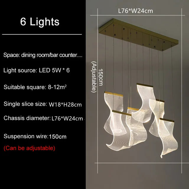 DecorBites™ LED Light Guide Ceiling Chandelier modern Novelty for Home Decor Lighting