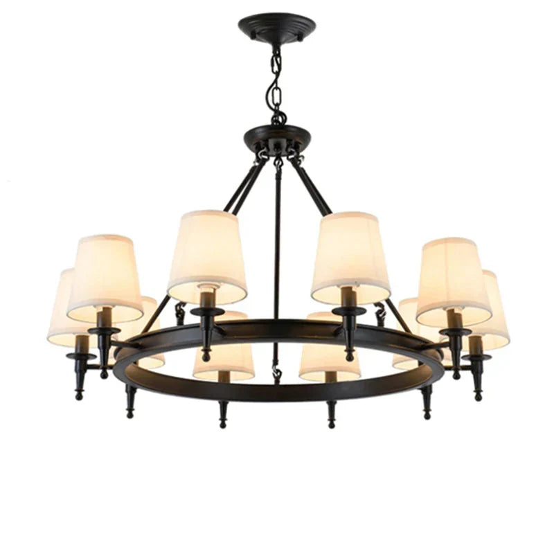 DecorBites™ Country Retro Chandelier Fabric Lampshade Ceiling Pendant Light for Home Indoor Decor