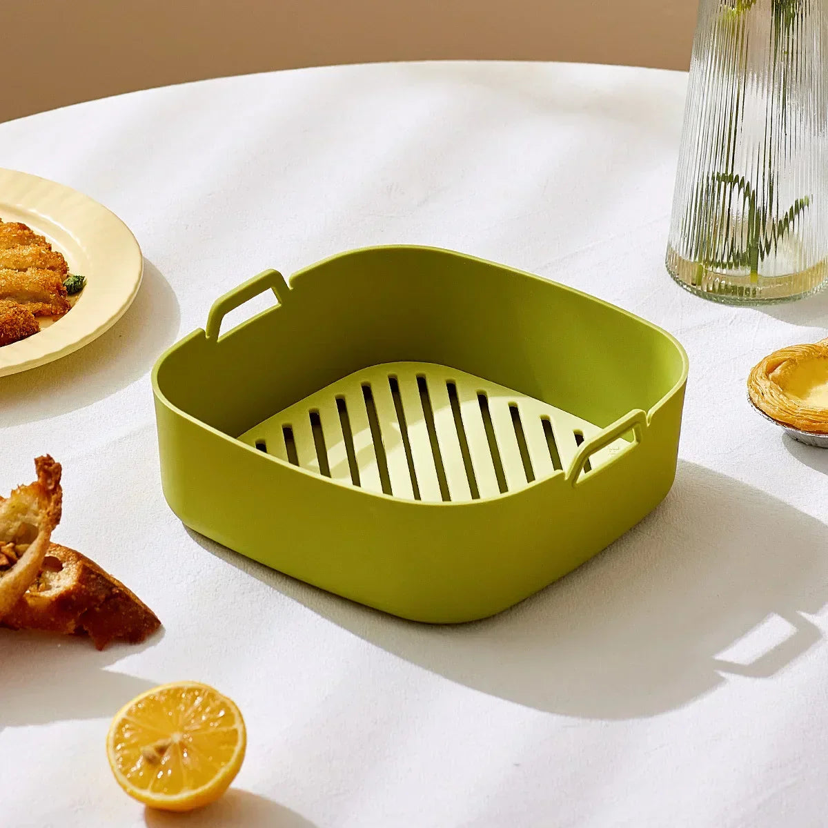 DecorBites™ Air Fryer Oven Baking Tray Chicken Basket Mat Silicone Pot Grill Pan