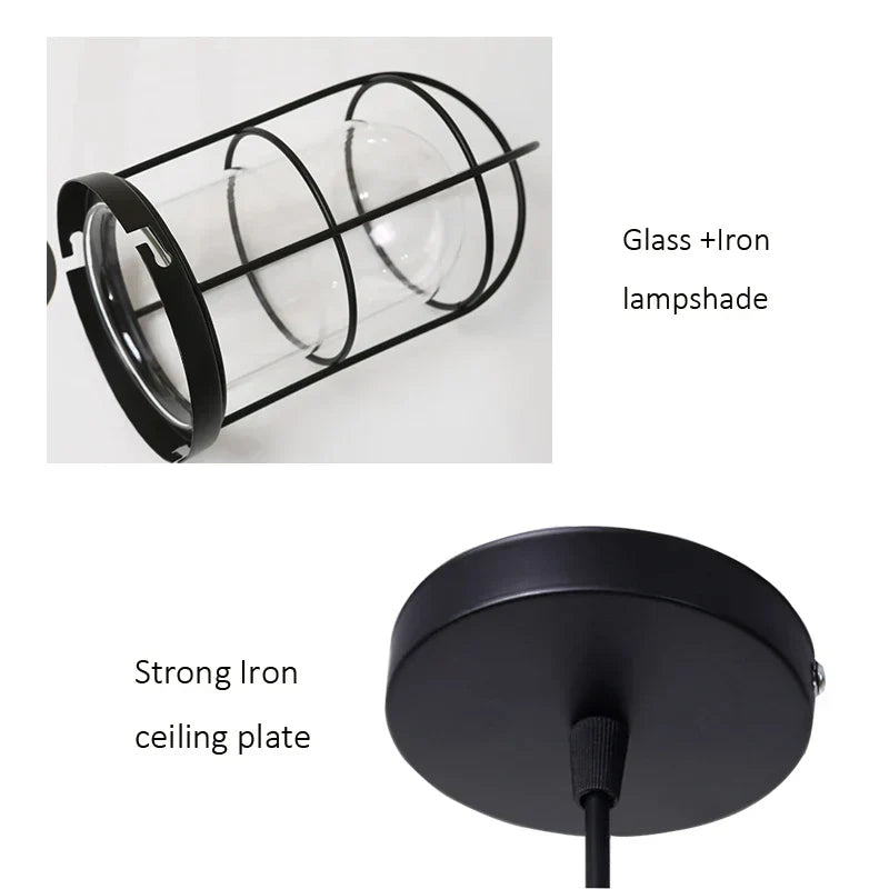 DecorBites™ Bird Cage Industrial Chandelier: Retro Black Pendant Light for Restaurant and Bar