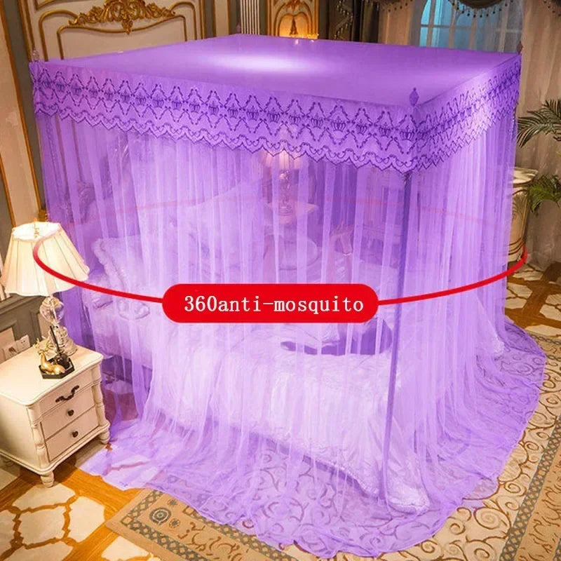 DecorBites™ Lace Mosquito Tent with Stainless Steel Bracket for Queen King Canopy Bed