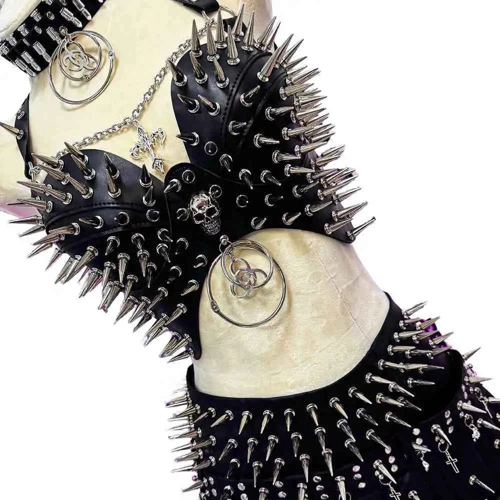 Y2K Gothic Skirt Set w Spikes