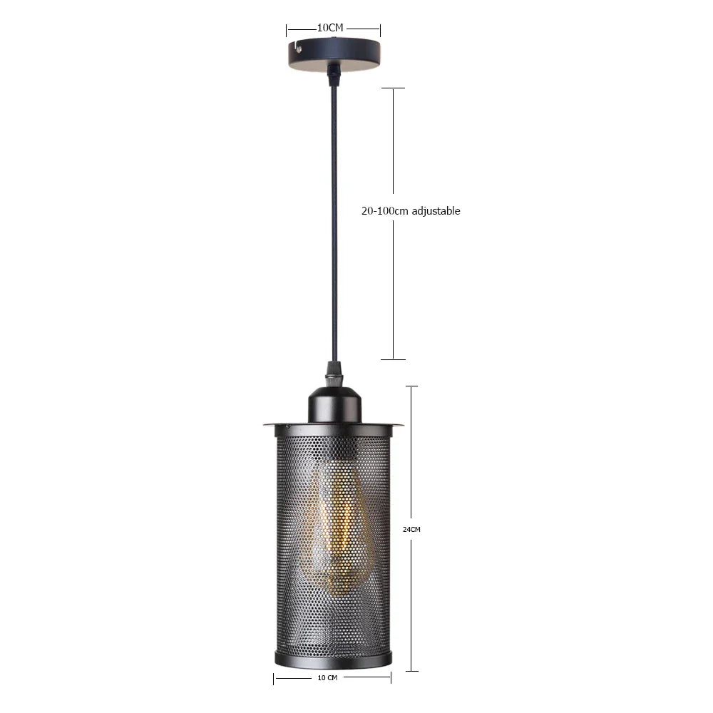 DecorBites™ Industrial Nordic Black Iron Cage Pendant Light Loft Hanging Lamp