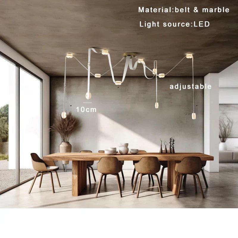 DecorBites™ Designer Belt Marble Pendant Lights: Luxury Dimmable Fixture for Villa Duplex