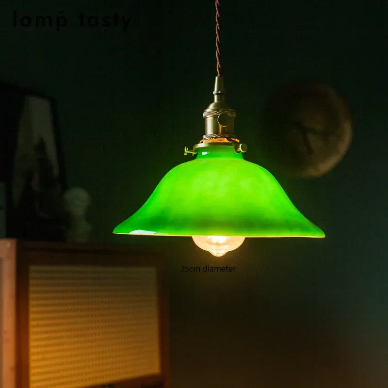 DecorBites™ Green Glass LED Pendant Light for Home, Restaurant, Bar, and Loft Style Decor.