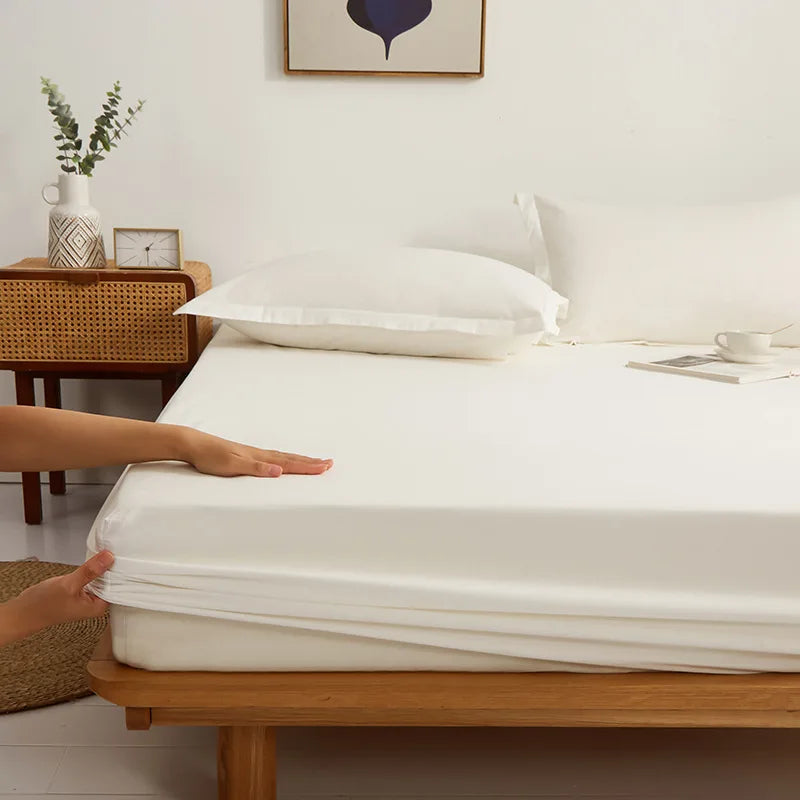 DecorBites™ Cotton Fitted Sheet Set Cozy Bedsheet Pillowcases King Twin Queen Full Size