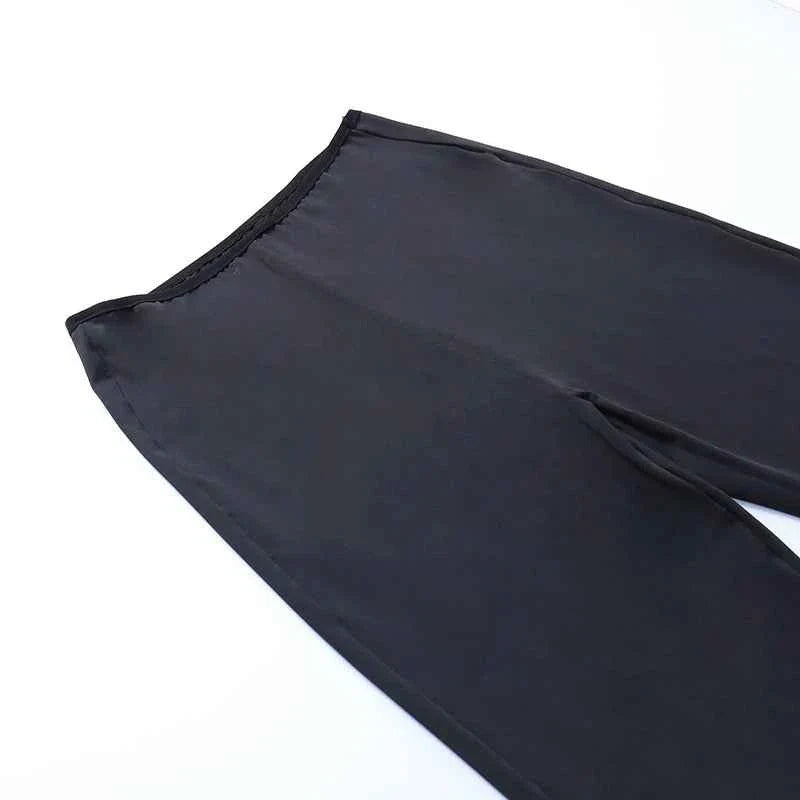 Goth Mall Flare Jeans Sexy Black Lace Patchwork High Waist Vintage Punk Grunge Streetwear