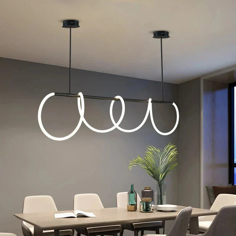 DecorBites™ Gold Black LED Chandelier Modern Minimalist Pendant for Home Decor Lighting
