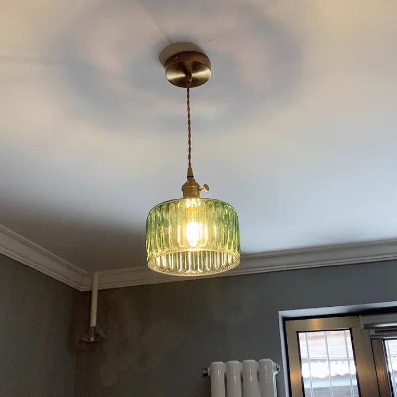 DecorBites™ Green Glass LED Pendant Light: Nordic Modern Hanging Lamp for Dining & Bedroom
