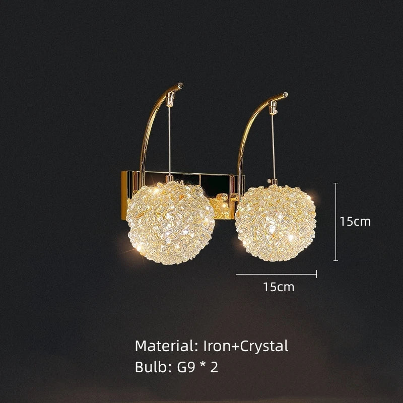 DecorBites™ Crystal Wall Lamp: Gold Metal, G9 Bulb, Adjustable Wire Drop, Elegant Lighting