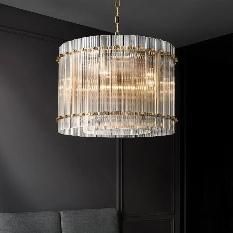 DecorBites™ Gold Double Layer Ring Crystal Pendant Light for Bedroom Dining Living Room