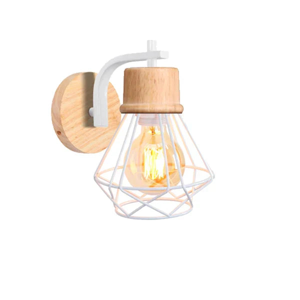 DecorBites™ Iron White Cage Wall Lamp for Modern Indoor Lighting