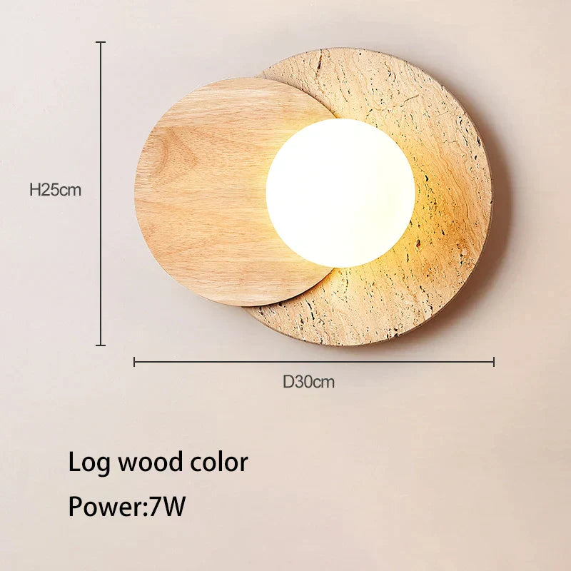 DecorBites™ Cream Style LED Wall Lamp for Bedroom, Soft Light Wood Stone Design