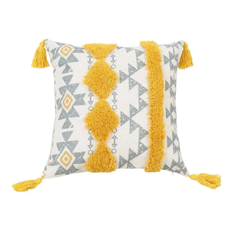 DecorBites™ Geometric Tufted Tassel Cushion Cover 30x50cm