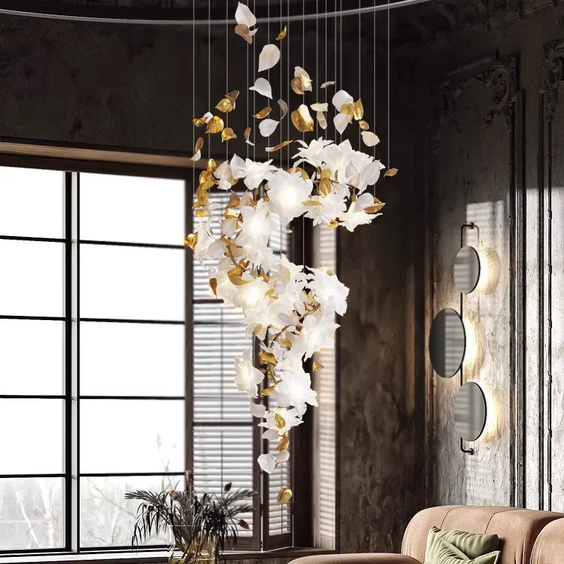 DecorBites™ Crystal Flower Chandelier: Luxury Ceiling Pendant Light for Home Decor