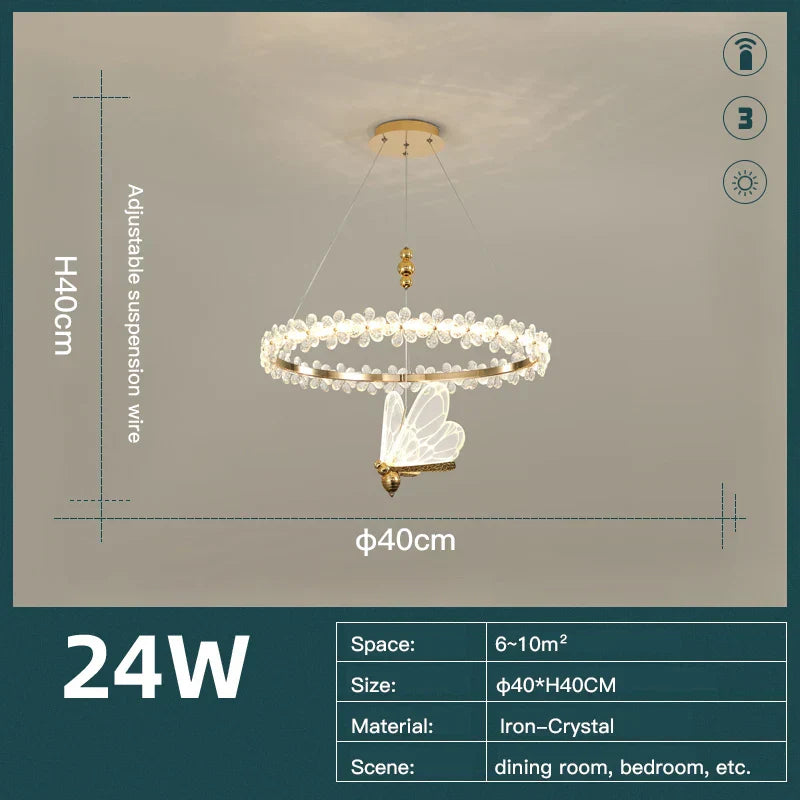 DecorBites™ Crystal Ring LED Chandelier: Modern Luxury Pendant Lamp for Home Decor
