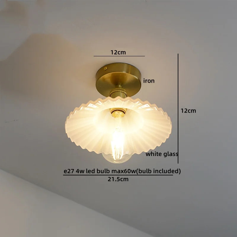 DecorBites™ Green Glass LED Ceiling Lamp for Home Living Room and Hallway Lighting
