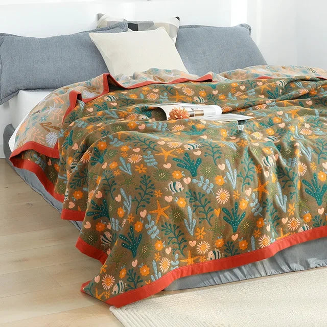 DecorBites™ Cotton Gauze Leisure Blanket - Soft Boho Decor for Beds & Sofas