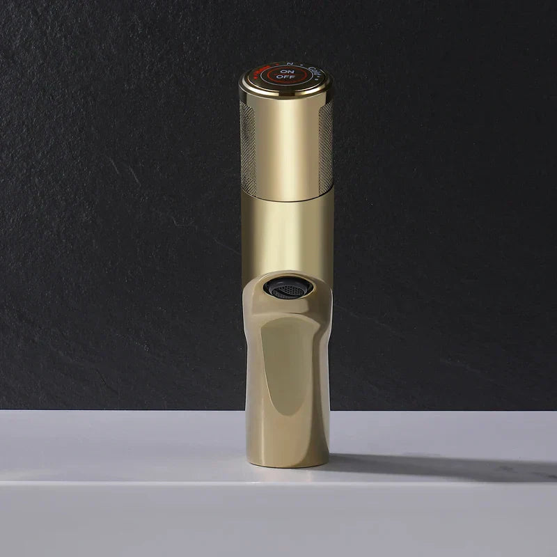 DecorBites™ Gold Basin Faucet: Single Handle Push-Button Mixer Tap for Bathroom, Brass Material
