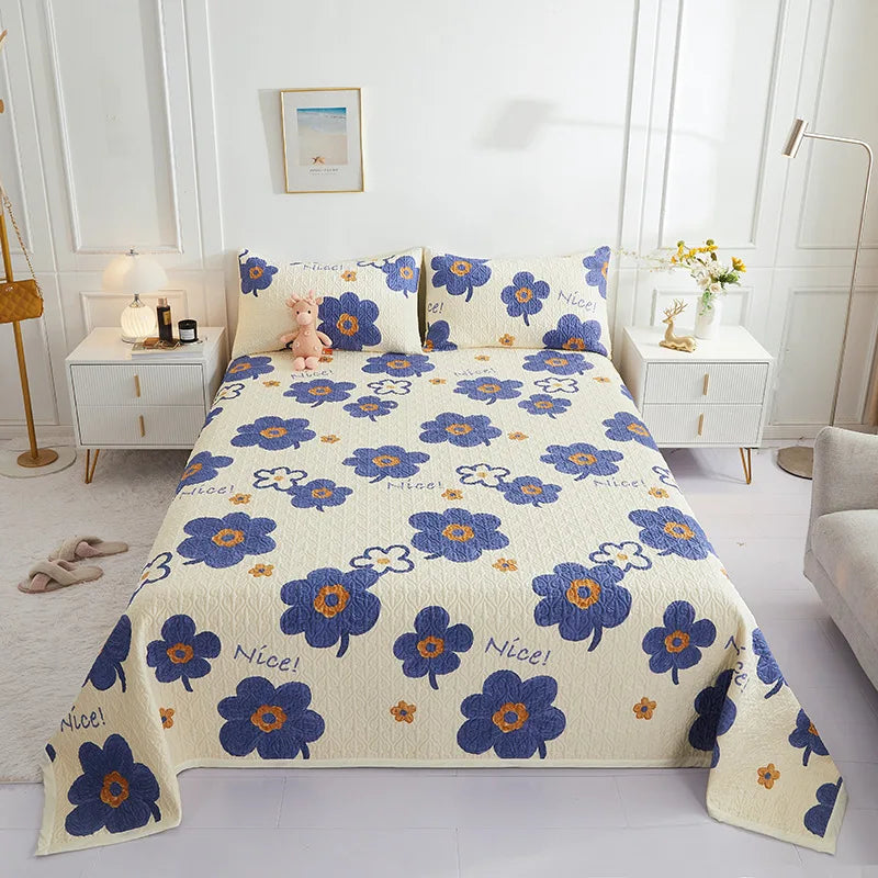 DecorBites™ Cotton Double Bedspread Set with Floral Design for Healthy Home Bed Decor