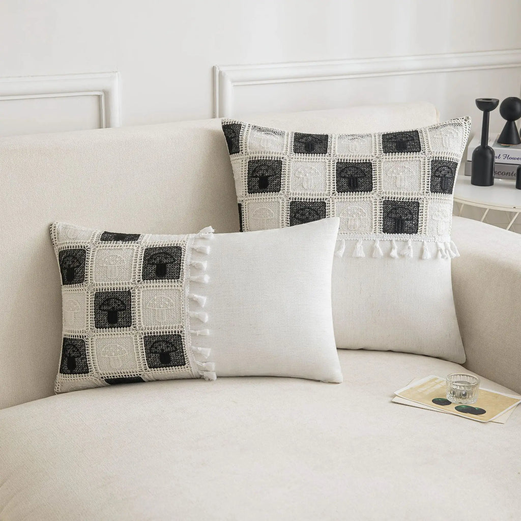 DecorBites™ Geometric Checker Cushion Cover: Nordic Style Decorative Throw Pillow Cover