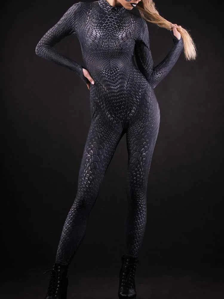 Black Snake Jumpsuit for Women MUNSIEUR