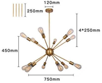 DecorBites™ Gold Satellite Pendant LED Ceiling Lamp for Modern Living Room & Kitchen Decor