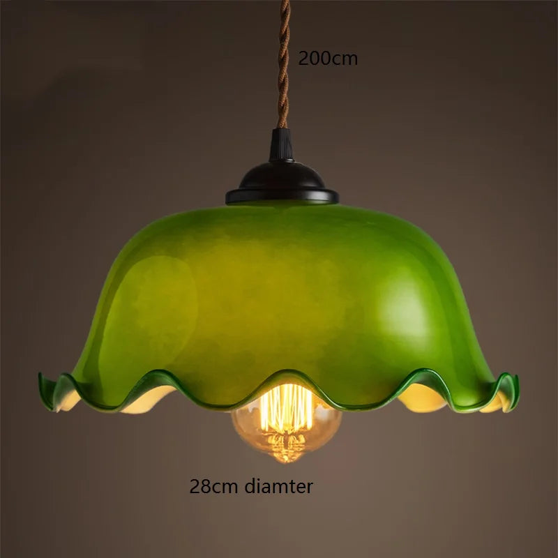 DecorBites™ Green Glass LED Pendant Light for Home, Restaurant, Bar, and Loft Style Decor.
