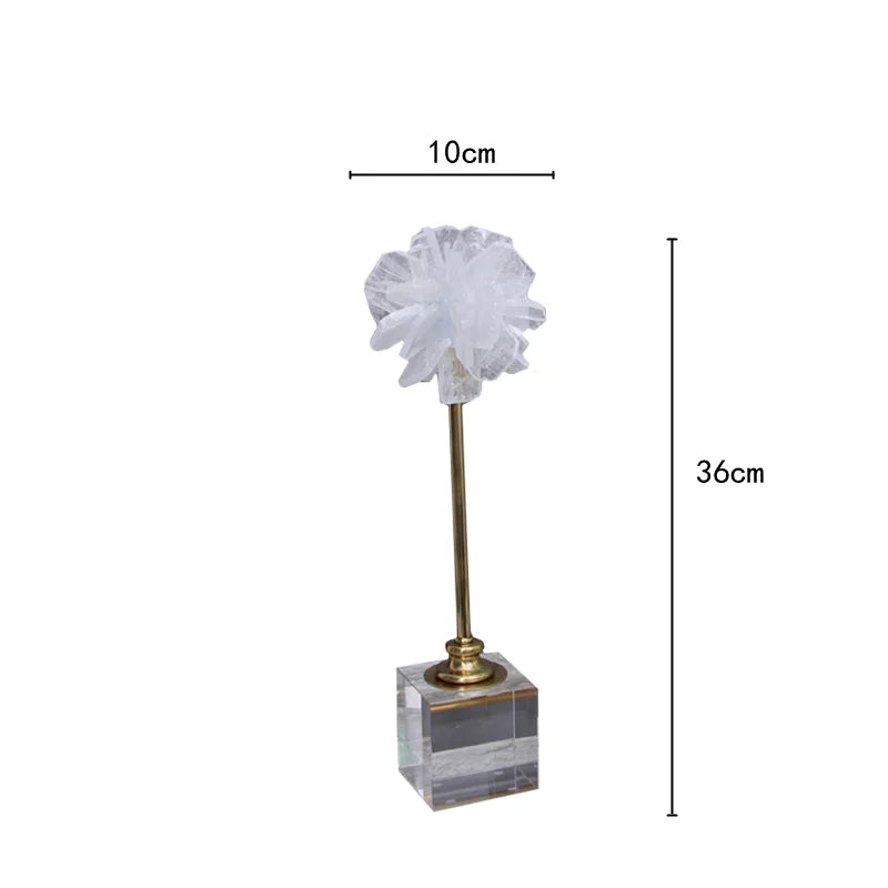 DecorBites™ Crystal Flower Glass Craft Hyalinite Sculpture Metal Decor Figurine