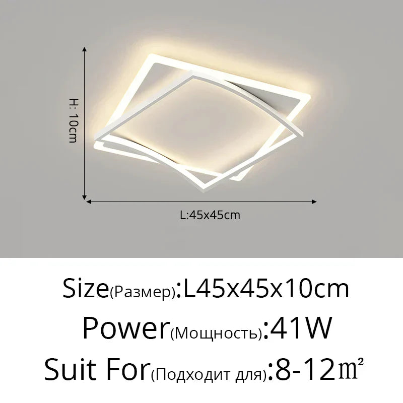 DecorBites™ Geometric Square LED Ceiling Light with Remote Control for Study Living Room Bedroom
