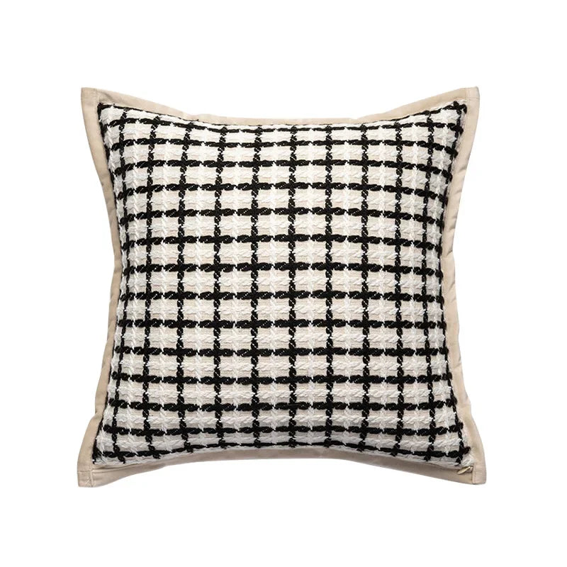 DecorBites™ Geometric Line Embroidered Suede Pillowcase for Sofa Bed Living Room