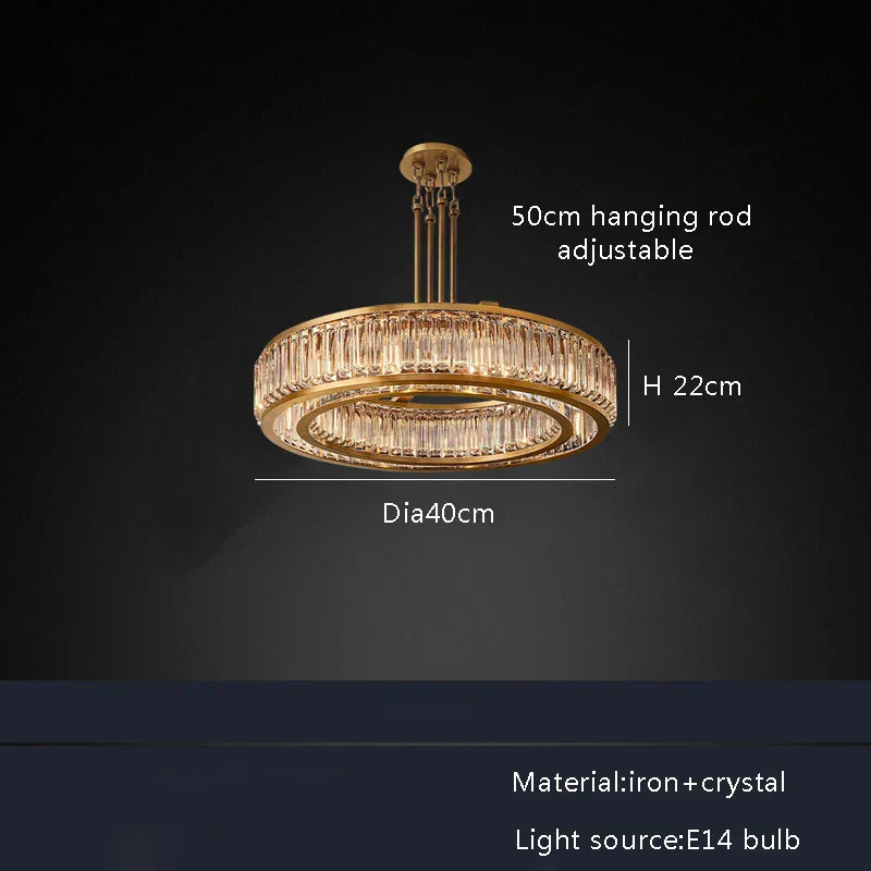 DecorBites™ Gold Crystal Ceiling Chandelier LED Light Fixture for Luxury Home Decor