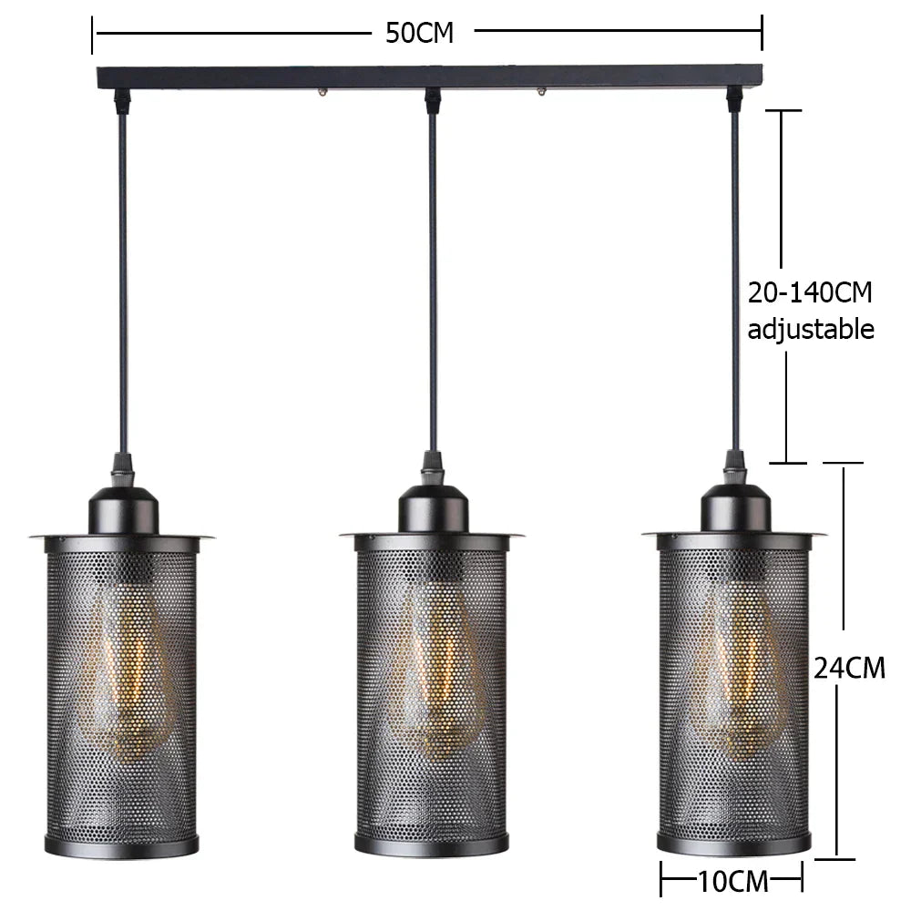 DecorBites™ Industrial Nordic Black Iron Cage Pendant Light Loft Hanging Lamp