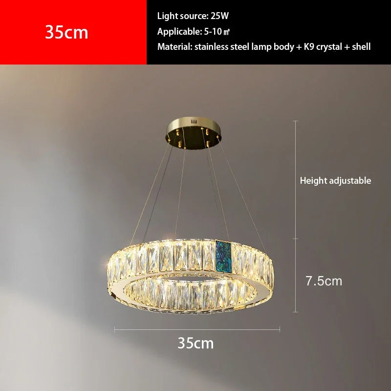 DecorBites™ Crystal Round Ceiling Chandelier LED Lighting Fixtures for Kitchen Dining Room & Villa