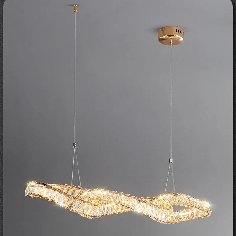 DecorBites™ Gold Metal Crystal Pendant Light Luxury Dimmable LED Hanging Lamp
