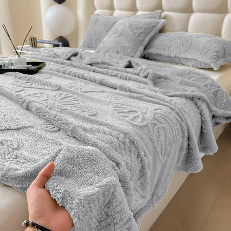 DecorBites™ Luxe Chiffon Butterfly Jacquard Throw: Soft & Cozy Blanket for Couch or Bed