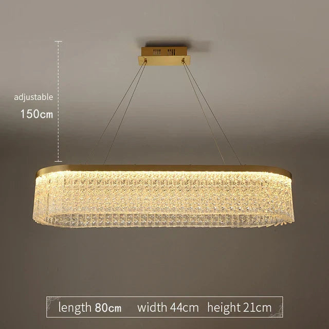 DecorBites™ Crystal Glass Gold Pendant Chandelier for Elegant Kitchen Dining Lighting