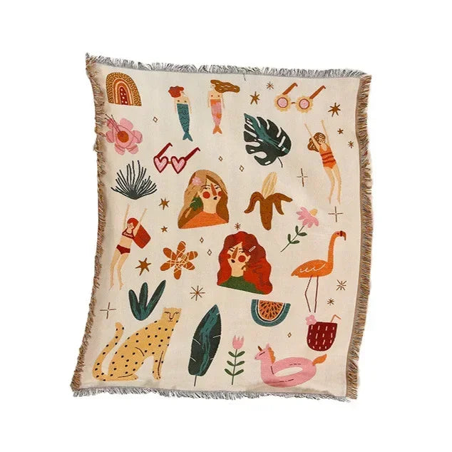 DecorBites™ Double-sided Ethnic Tapestry Sofa Blanket