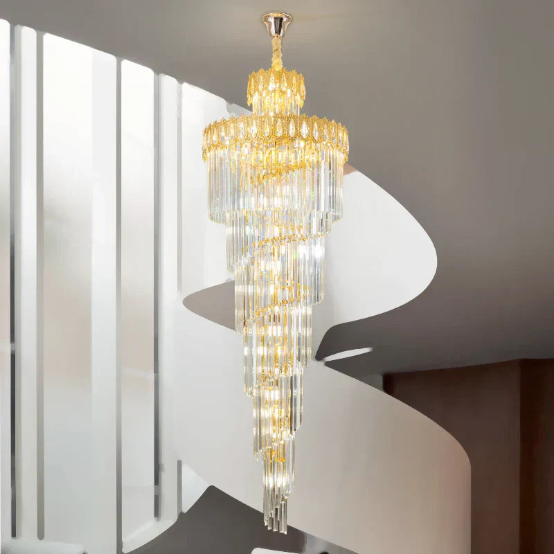DecorBites™ Crystal Stair Long Chandelier - Simple Modern Design for Duplex Villa Living Room