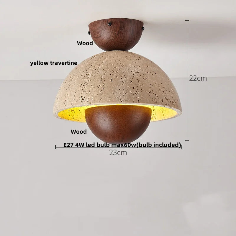 DecorBites™ LED Ceiling Light with Wood Base and White Glass Shade
