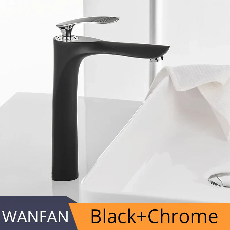 DecorBites™ Gold Chrome Finish Brass Basin Faucet Hot Cold Water Mixer