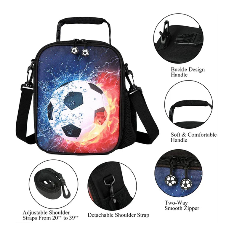 Insulated Football Lunch Bag Waterproof Reusable