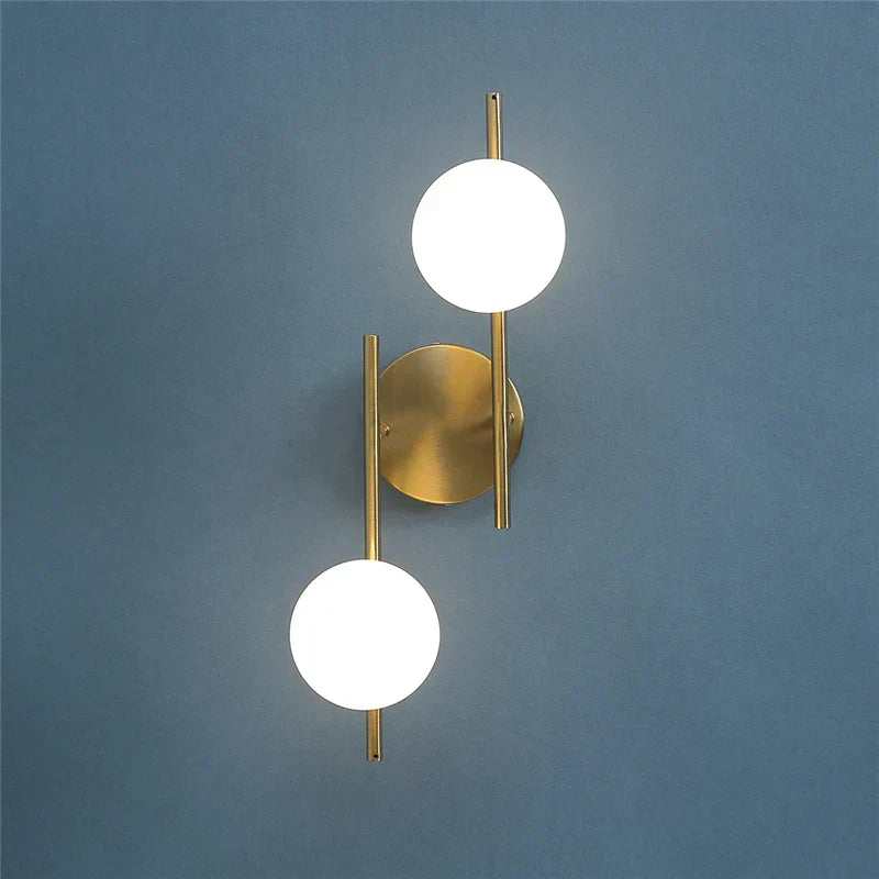 DecorBites™ Golden LED Wall Lights with Milky Glass Ball Design