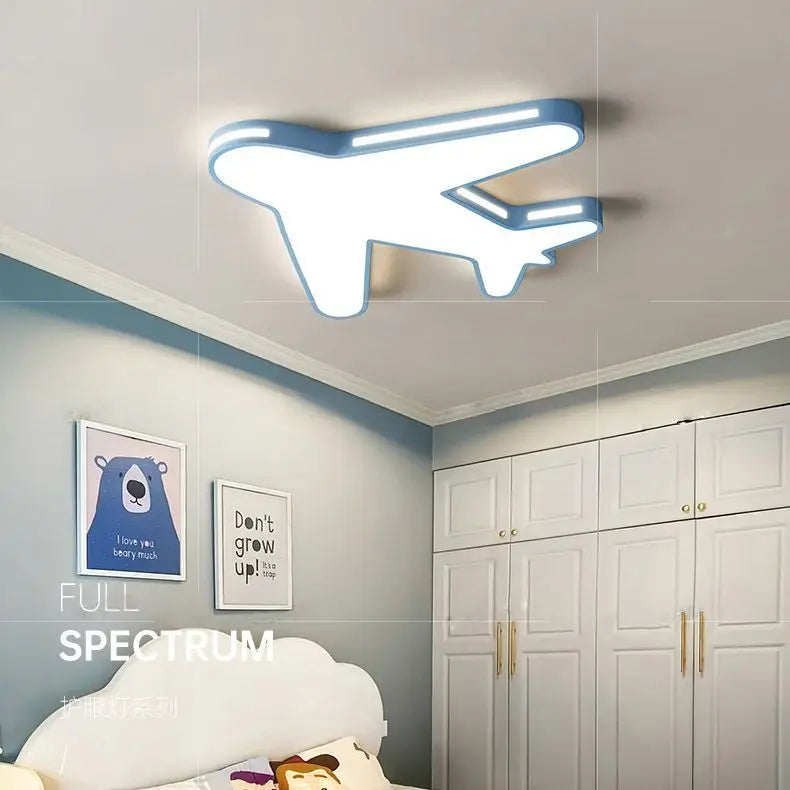 DecorBites™ Kids Room Ceiling Lamp Full Spectrum Eye Protection Cream Wind Airplane Light