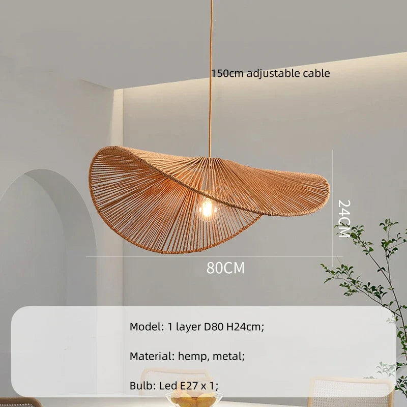 DecorBites™ Hemp Pendant Lights: Wabi Sabi LED Indoor Lighting Fixtures
