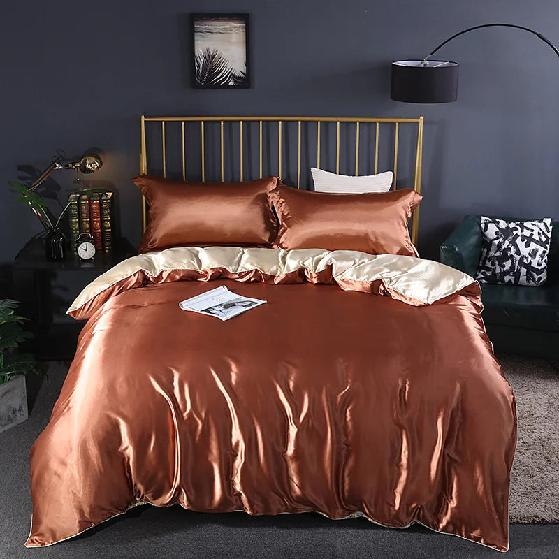 DecorBites™ King Size Silk-Blend Duvet Cover Set with Pillowcases